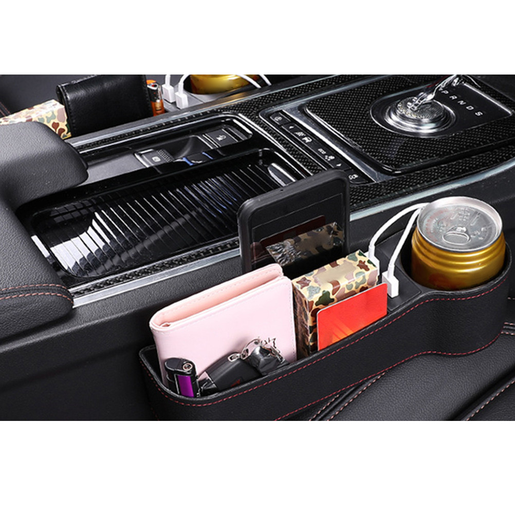 Seat Gap Filler Organizer With Usb Charger - Kotak Penyimpanan Celah Kursi Mobil Hitam