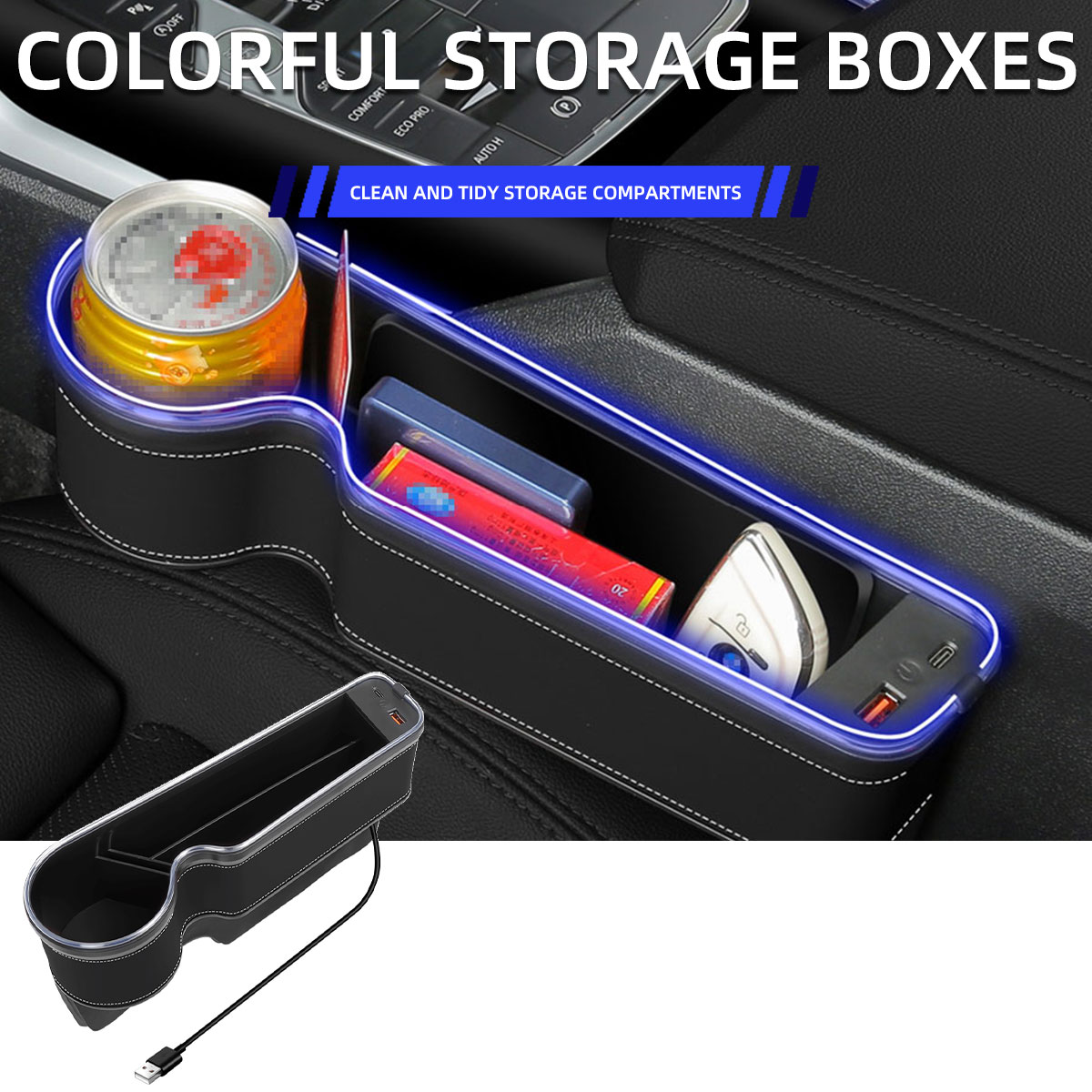 Seat Gap Filler Organizer With Usb Charger - Penutup Celah Kursi Mobil dengan Tempat