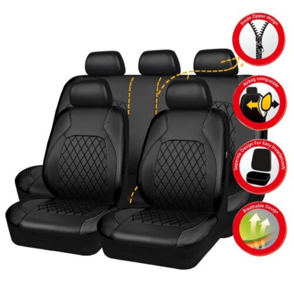 Leather Car Seat Covers Full Set Universal - Set Sarung Jok Mobil Universal Bantalan