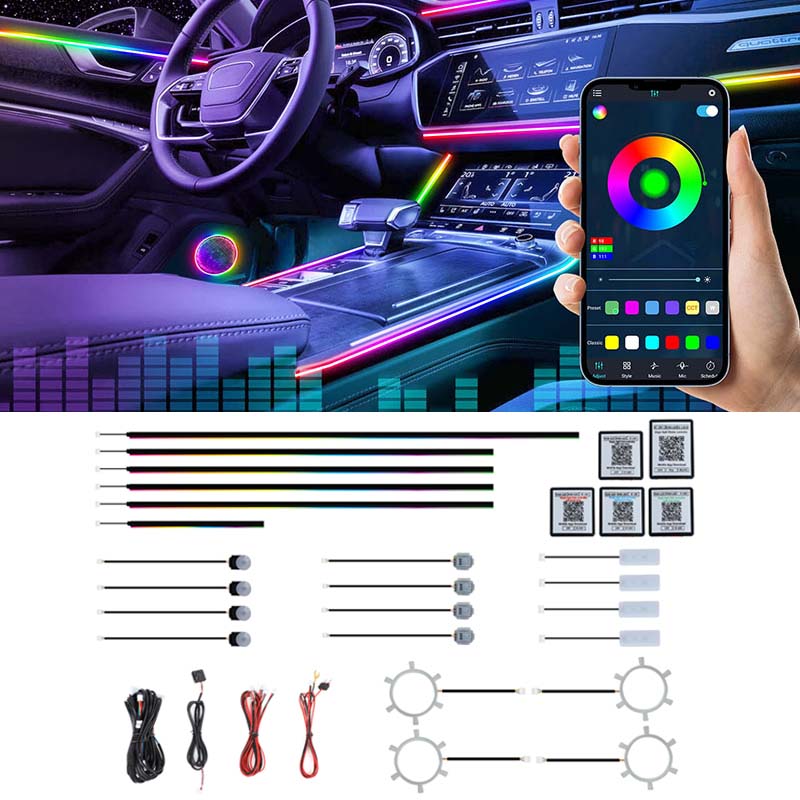 Led Ambient Interior Car Lights App Control - 22 in 1 Lampu Interior Mobil