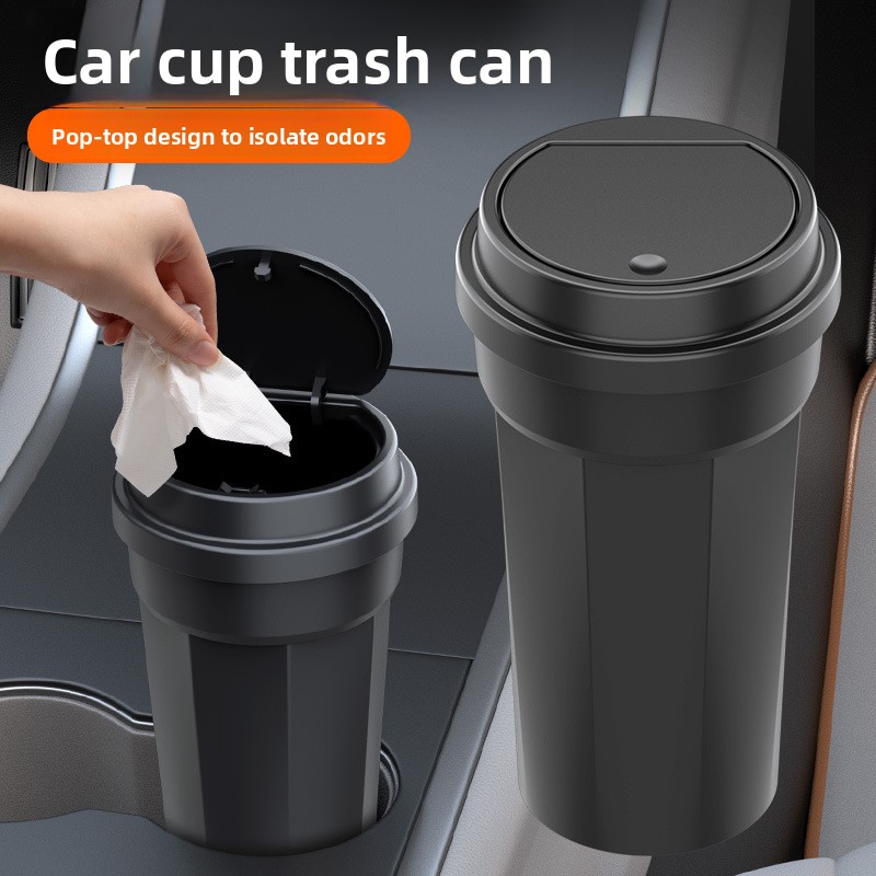 Waterproof Car Trash Can With Lid - Tempat Sampah Mobil Bentuk Tempat Cangkir