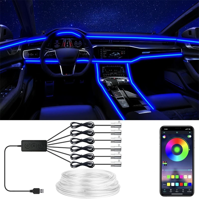 Led Ambient Interior Car Lights App Control - Lampu Strip EL Fleksibel Dengan Kontrol