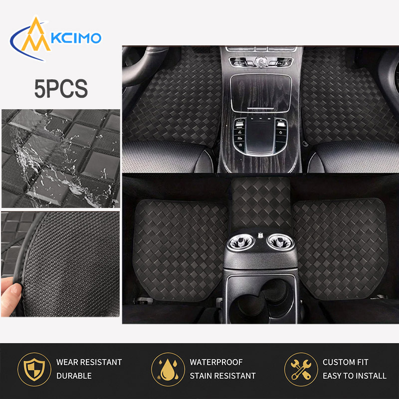 Car Floor Mats Universal Waterproof Leather - 5pcs Karpet Mobil Kulit PVC Motif