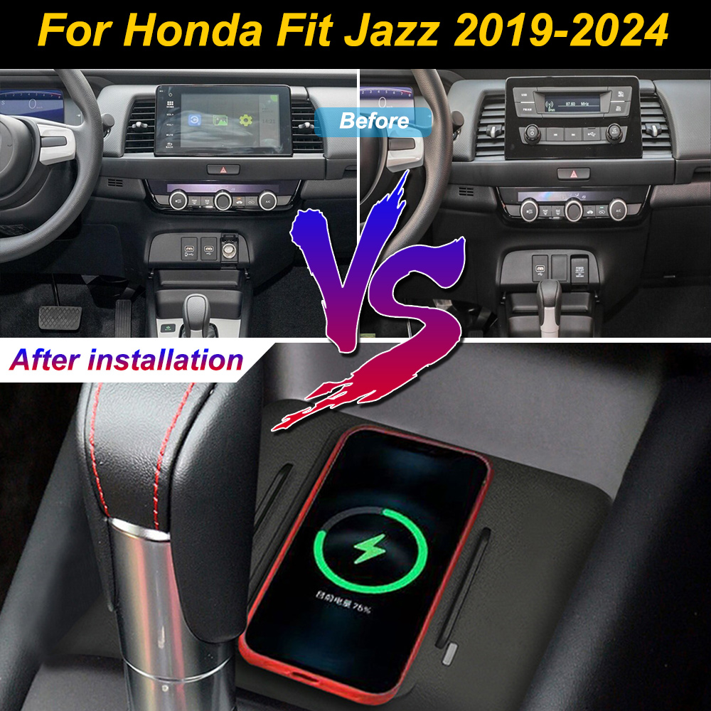 Wireless Car Charger Mount Fast Charging - 2 DIN untuk Honda Fit Jazz