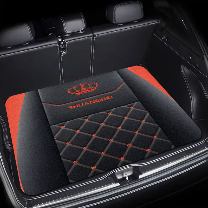 Car Floor Mats Universal Waterproof Leather - Karpet Mobil Universal Mewah Hitam Merah