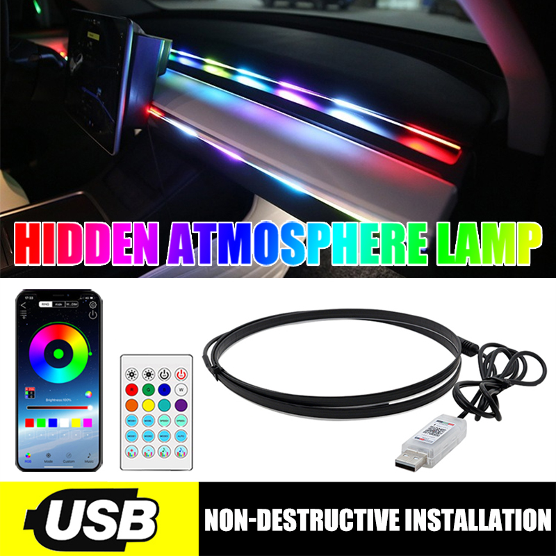 Led Ambient Interior Car Lights App Control - LED mobil, lampu suasana 64 warna