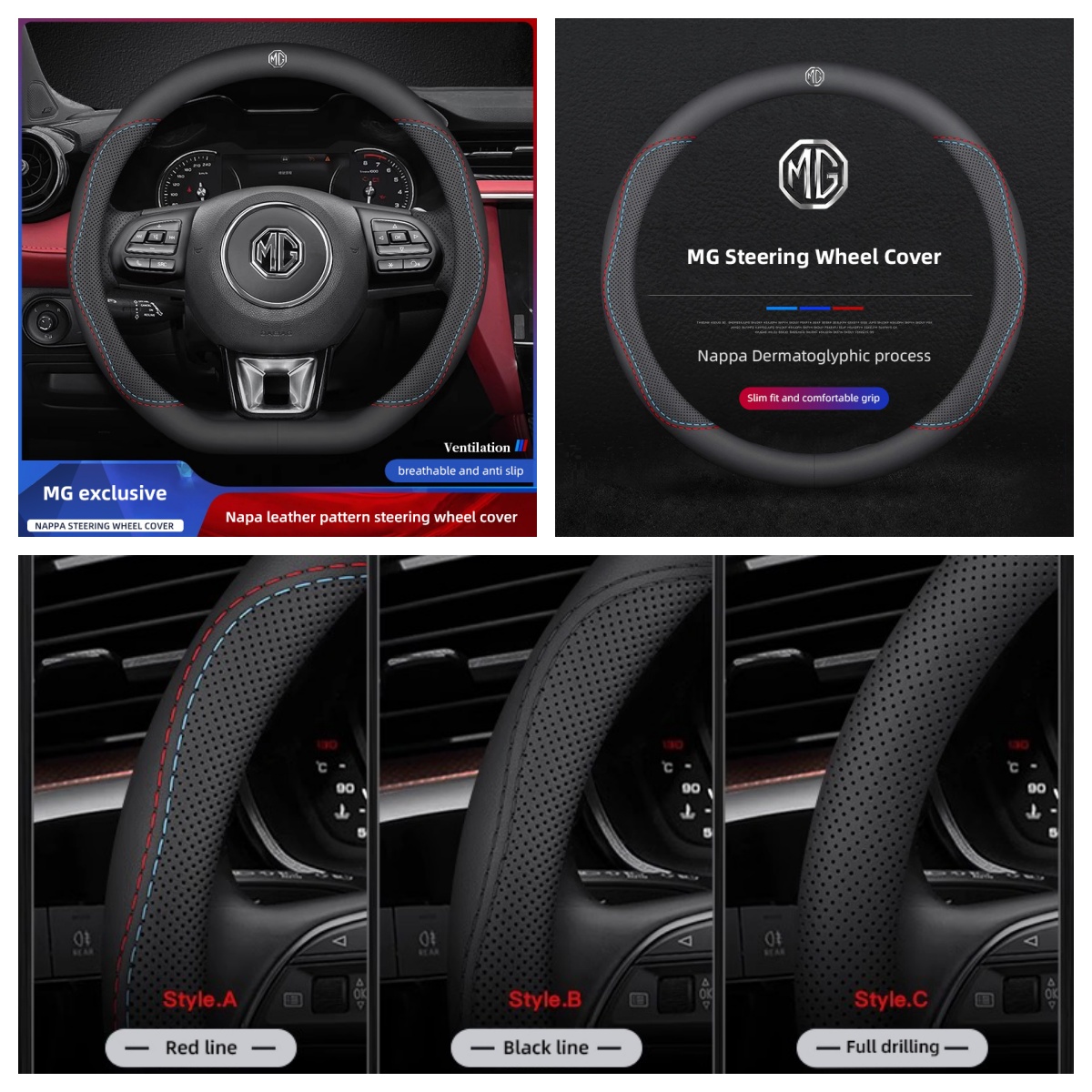 Car Steering Wheel Cover Anti Slip Breathable - 1Pcs Sarung Setir Mobil Kulit Napa