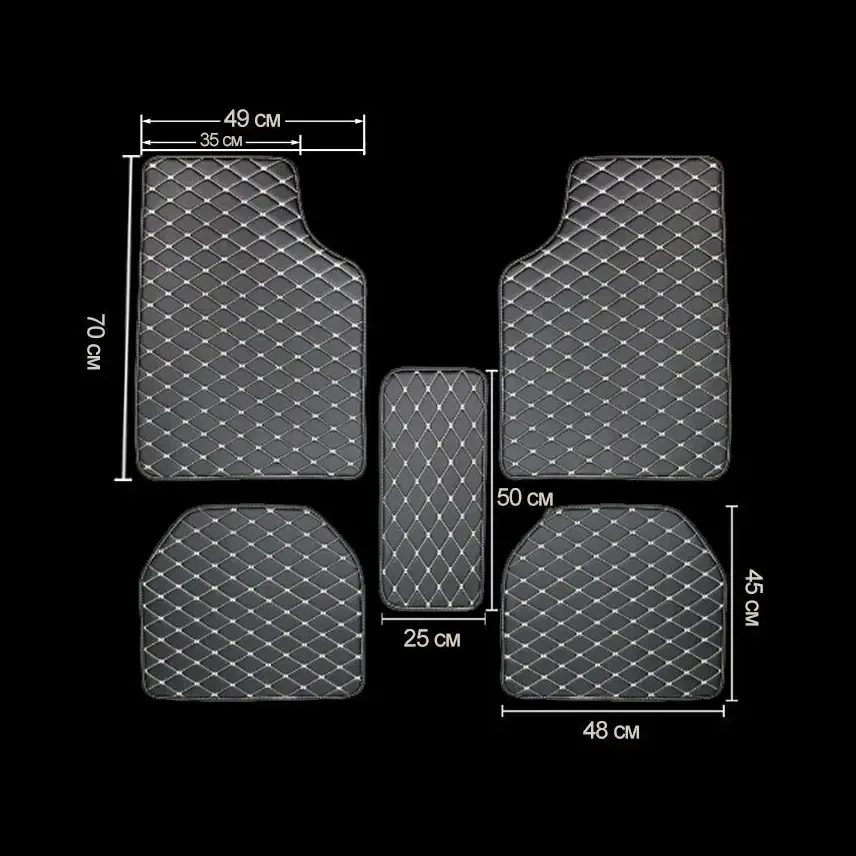 Karpet Mobil 5Pcs Kulit PU Uni - Car Floor Mats Universal Waterproof Leather ulasan dan harga