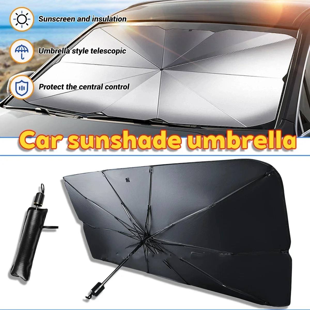 Payung Mobil Penutup Kaca Depa - Car Sunshade Windshield Umbrella Foldable ulasan dan harga