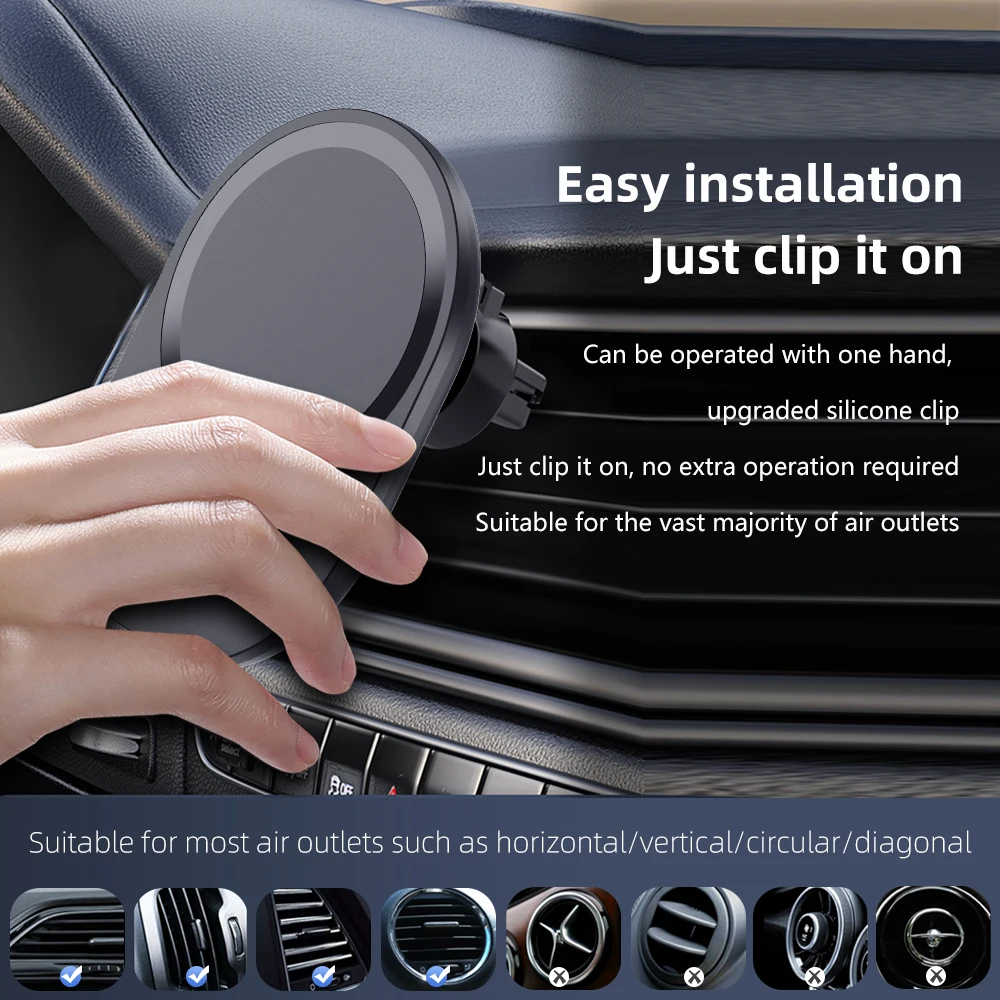 Pengisi Daya Mobil Nirkabel Ma - Magnetic Phone Holder For Car Vent ulasan dan harga