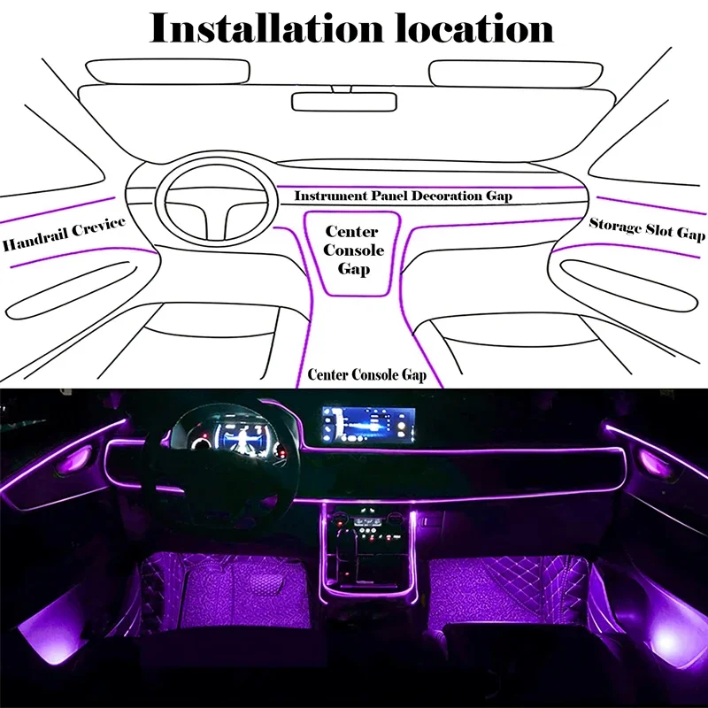 Lampu Strip EL Fleksibel Denga - Led Ambient Interior Car Lights App Control ulasan dan harga