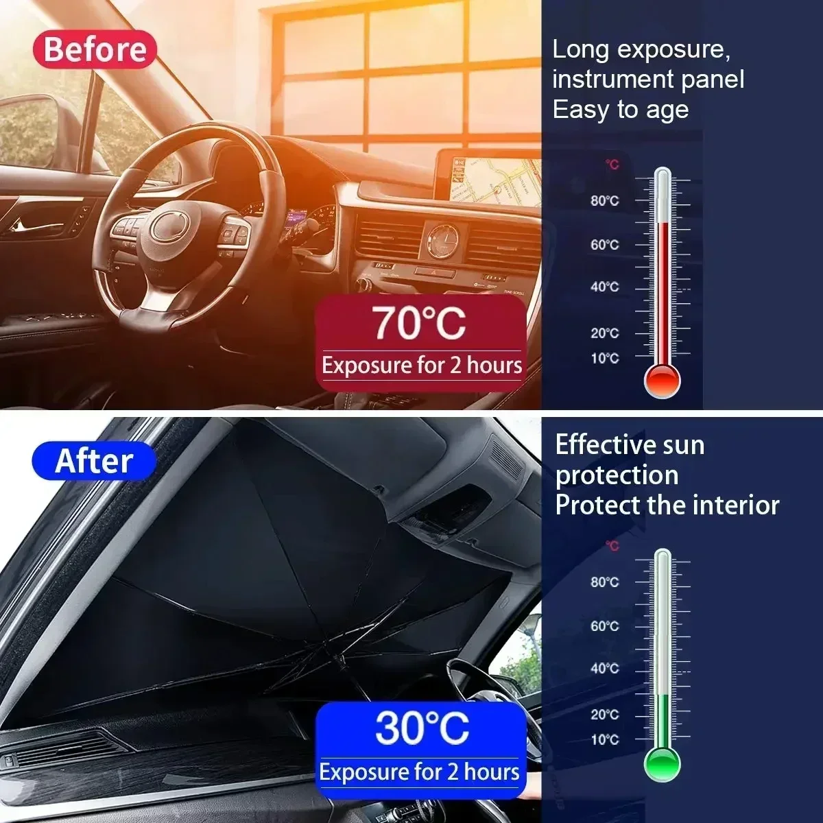 Payung Pelindung Matahari Kaca - Car Sunshade Windshield Umbrella Foldable ulasan dan harga