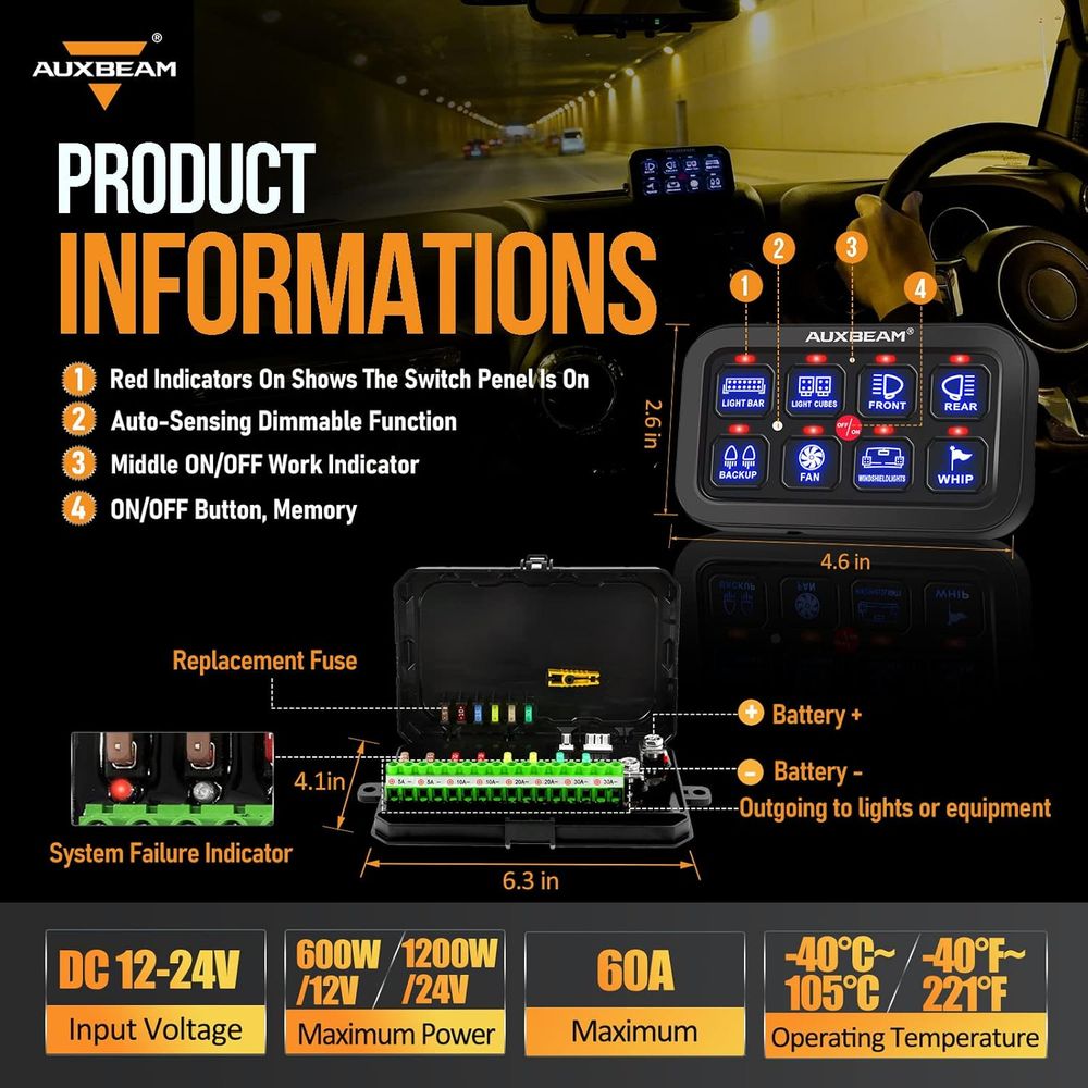 Panel Saklar 8 Gang BA80, Pane - Car Electronics ulasan dan harga