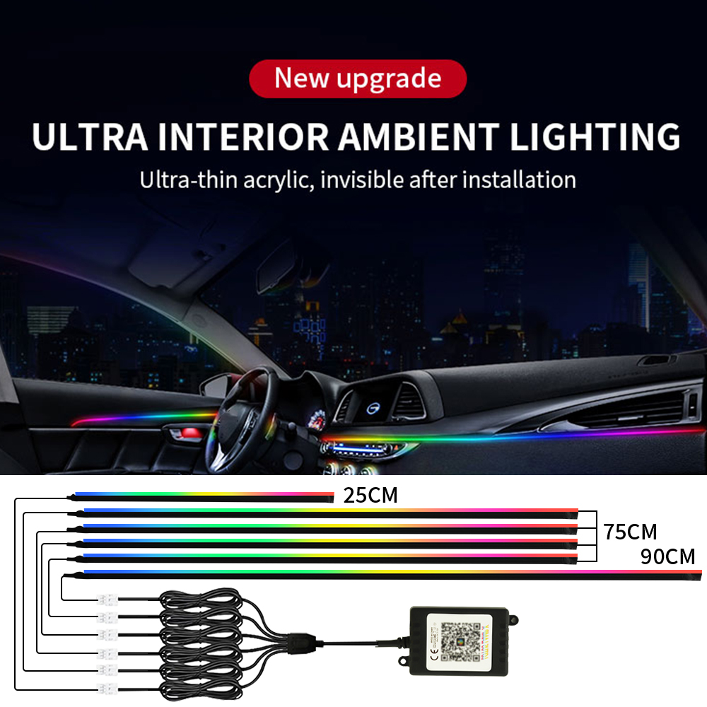 Kit Lampu Sekitar Mobil Simfon - Led Ambient Interior Car Lights App Control ulasan dan harga