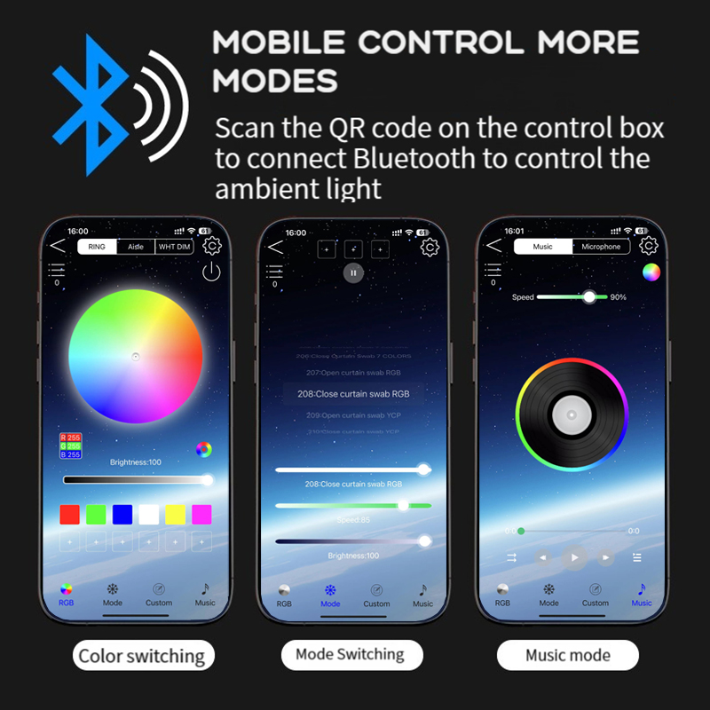 LED mobil, lampu suasana 64 wa - Led Ambient Interior Car Lights App Control ulasan dan harga