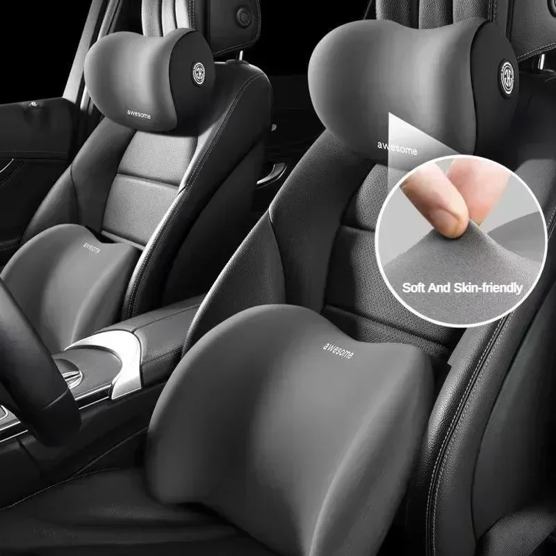 Aksesoris Bantalan Leher Belak - Memory Foam Car Neck Pillow Lumbar Support ulasan dan harga